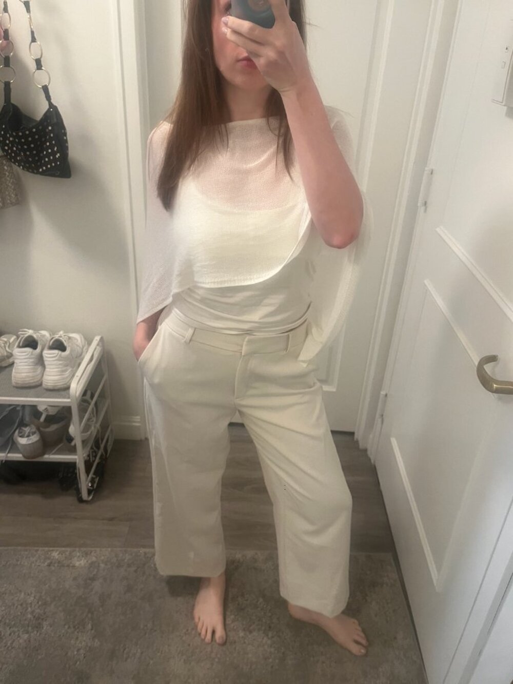 Joie Cream Pleated Wide Leg Dress Pants, Size 8